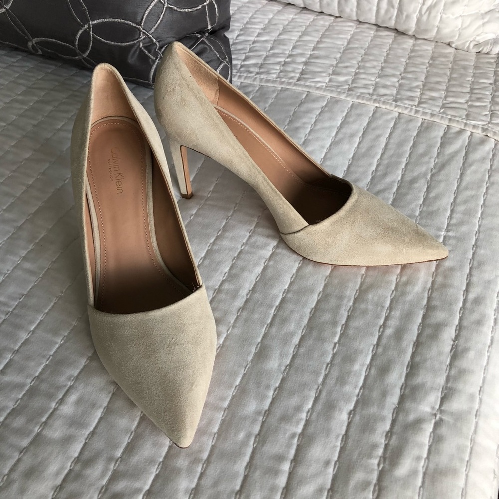 Calvin Klein Suede Pointed Toe Pumps